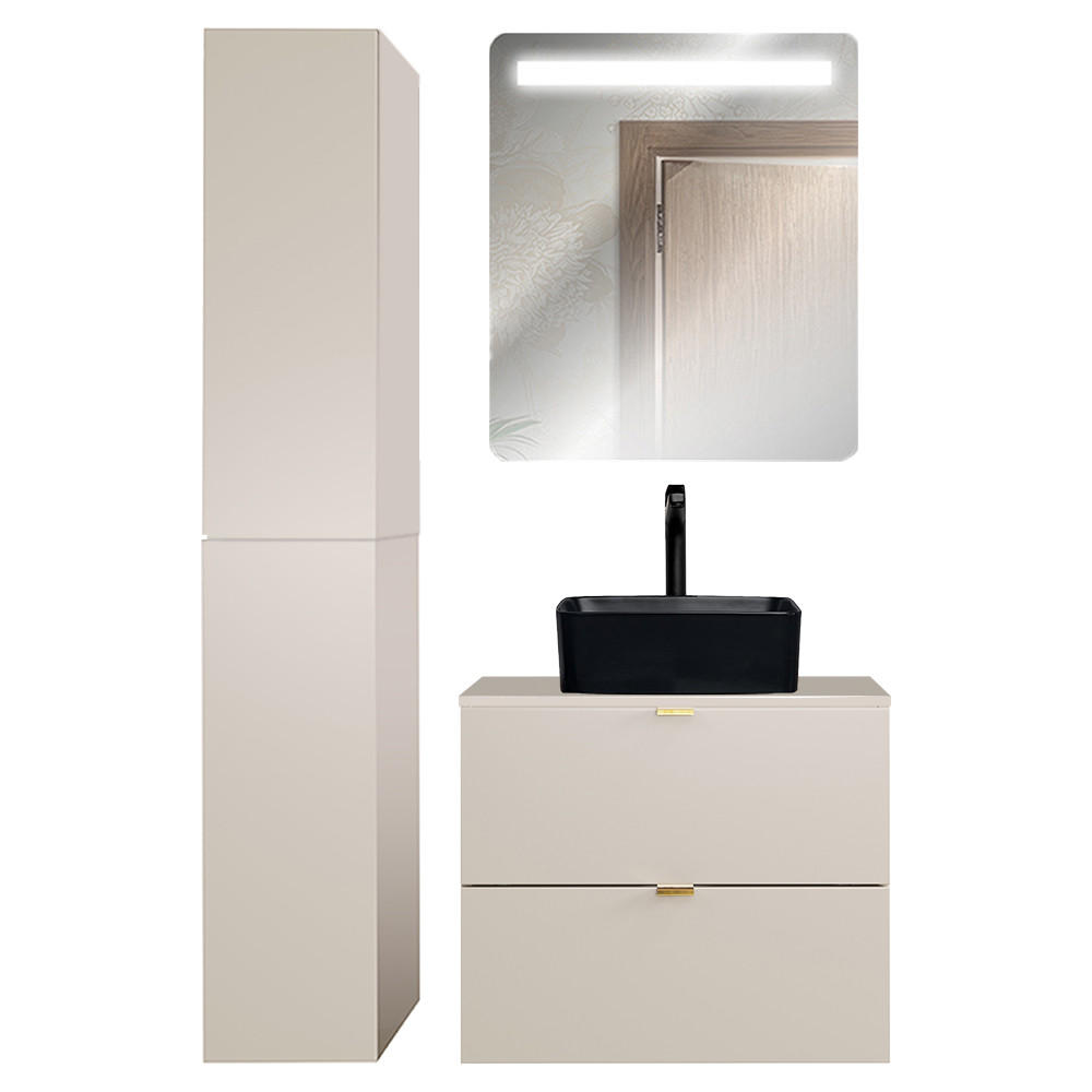 BADMÖBEL-SET 3-TLG. Durango-56 - Beige, Holzwerkstoff (105/200/47cm) - Lomado