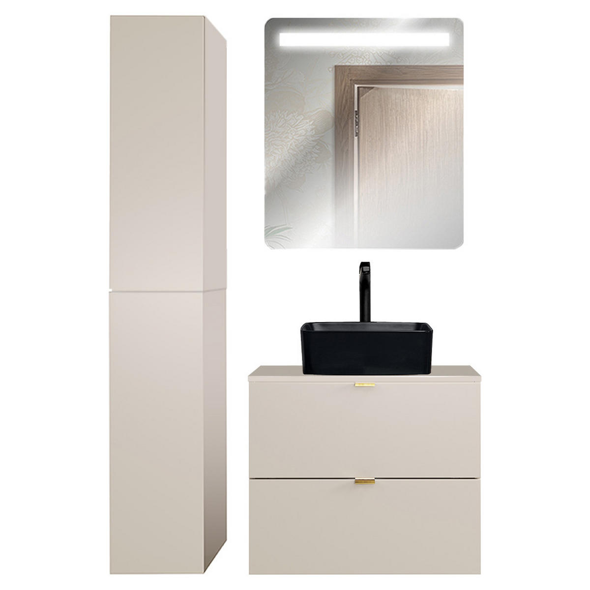 BADMÖBEL-SET 3-TLG. Durango-56 - Beige, Holzwerkstoff (105/200/47cm) - Lomado