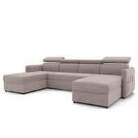 WOHNLANDSCHAFT BENI mit Schlaffunktion und Bettkasten Beige - Beige/Schwarz, Kunststoff/Textil (286/60/166cm) - Idohome