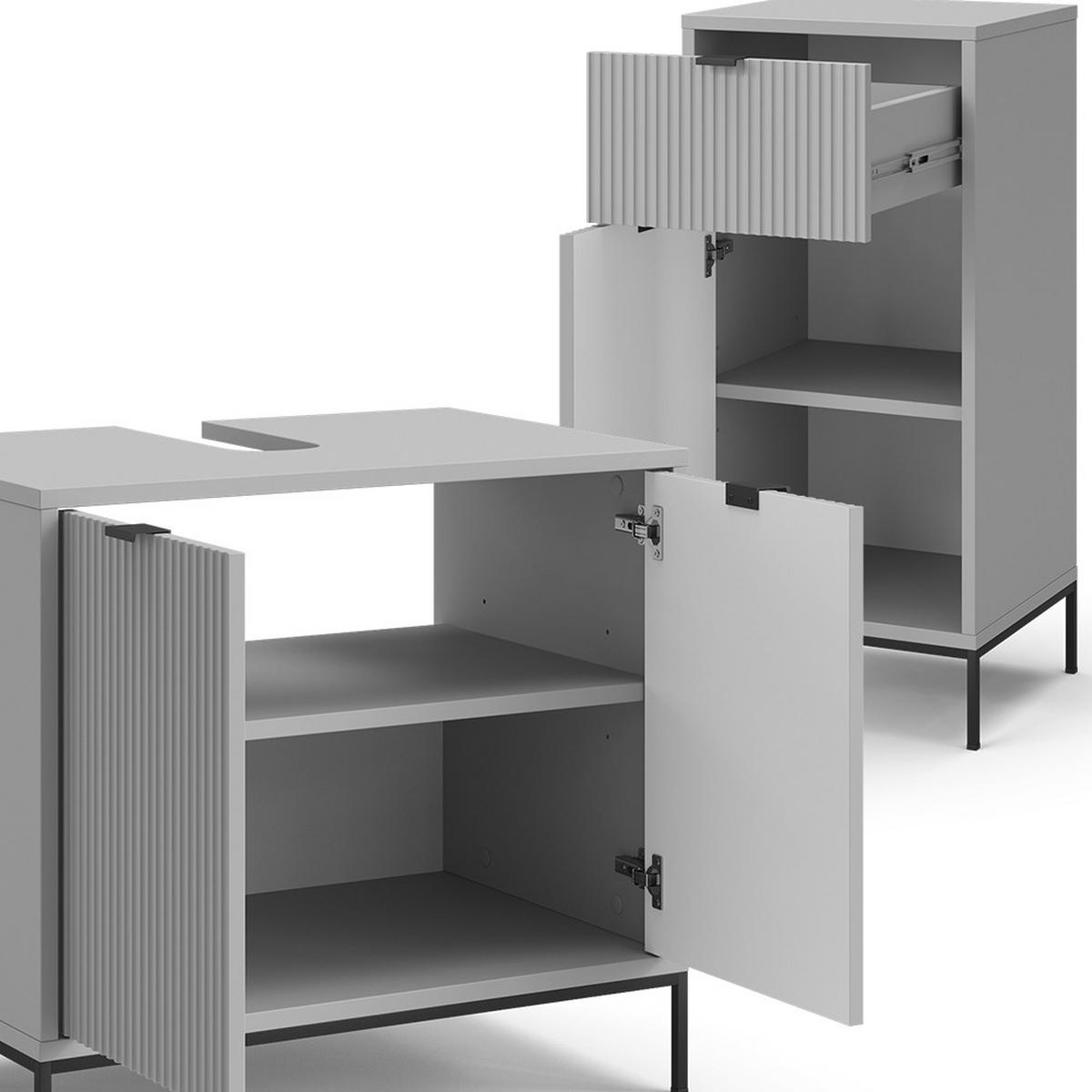 BADMÖBEL-SET Eliza Grau 4 Teile - Grau, Holzwerkstoff (70/63/45cm) - Vicco