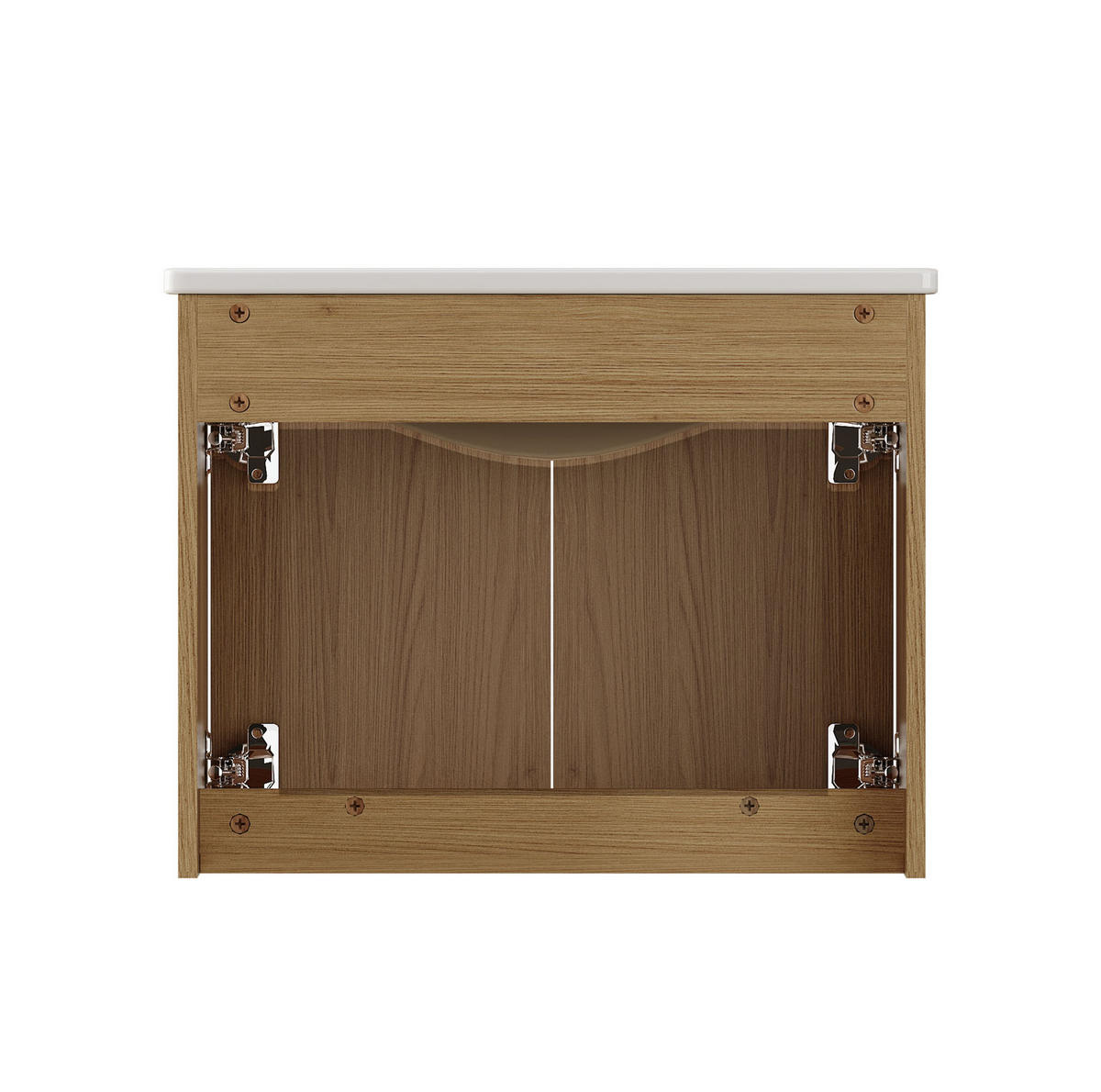 BADEZIMMERSCHRANK 60 cm Hell Eiche mit 2 Türen - Eichefarben, Holzwerkstoff (46.8/46.48/60.8cm) - Beauniv