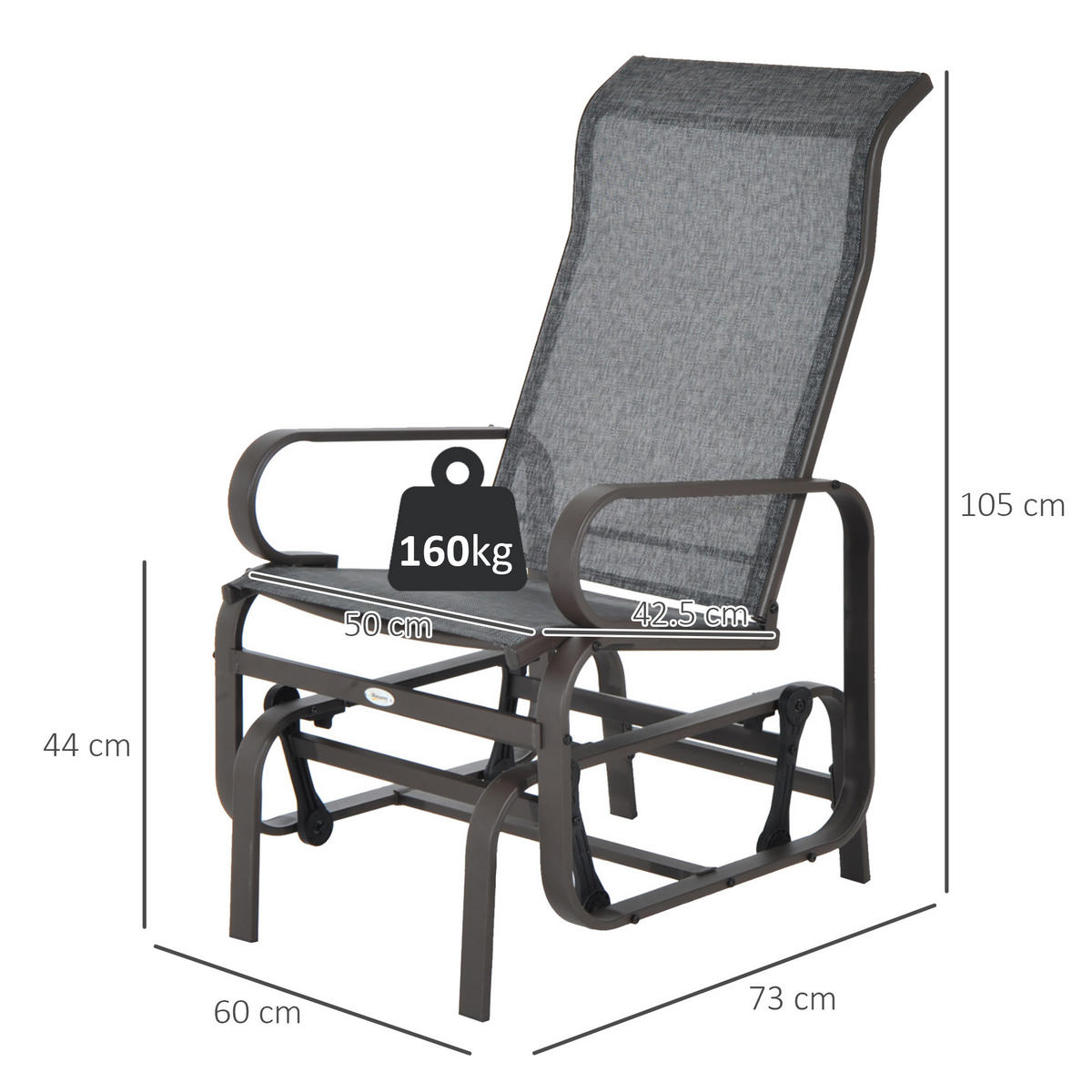 SCHAUKELSTUHL 60x75x104 cm Metall - Hellbraun, Metall (60/105/73cm) - LEBENLANG
