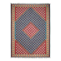 HANDWEBTEPPICH Kelim Senneh Blau 149/109 cm Schurwolle - Blau, Textil (109/149cm) - Looma