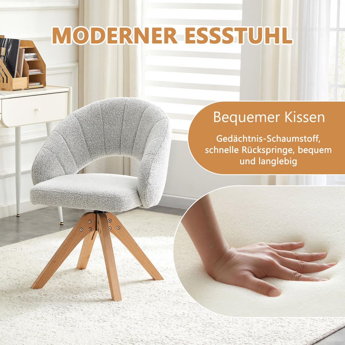 ARMLEHNSTUHL-SET DE-36624 2 Stück mit Samtbezug und Massivholzbeinen Hellgrau - Hellgrau, Holz (49/84/46cm) - ComfortXL