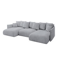 WOHNLANDSCHAFT mit Schlaffunktion und Bettkasten ONESK-U 317x177x72 Hellgrau Velours - Titanfarben/Hellgrau, Holzwerkstoff/Kunststoff (317/72/177cm) - ALTDECOR