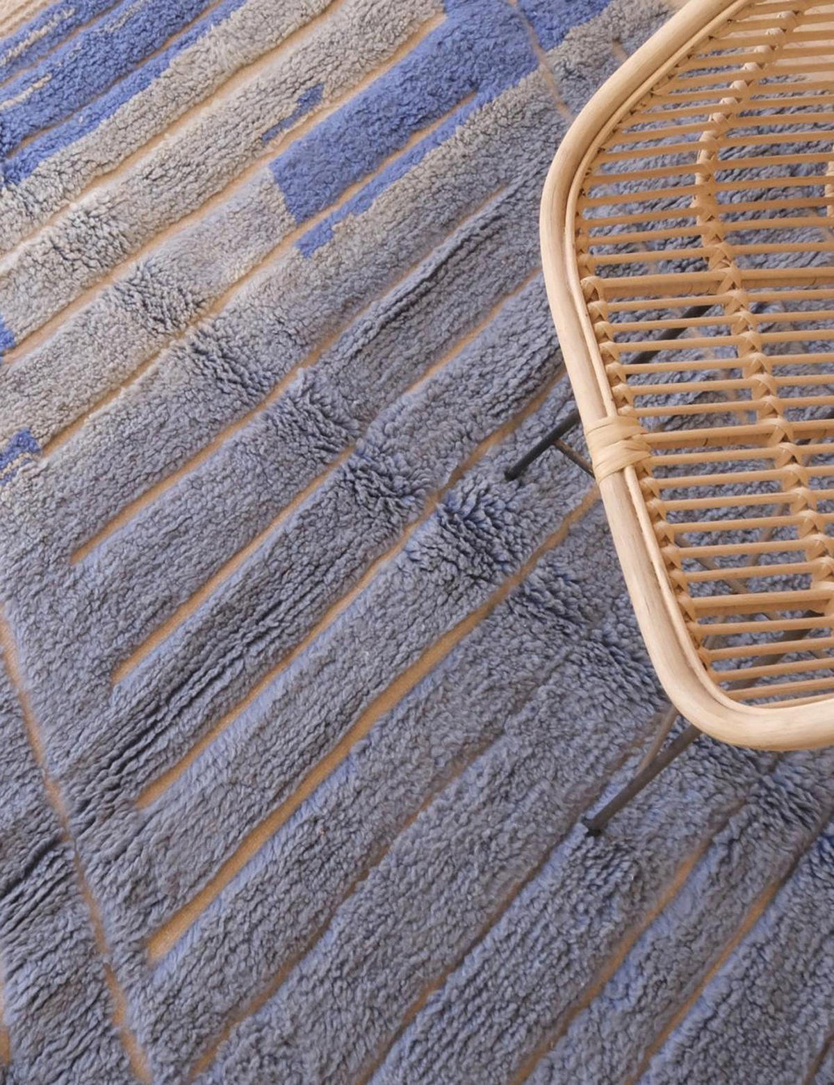 BERBERTEPPICH marokkanisch elegant handgeknüpft 200x 300 cm - Blau, Naturmaterialien (200/300cm) - AFK Living