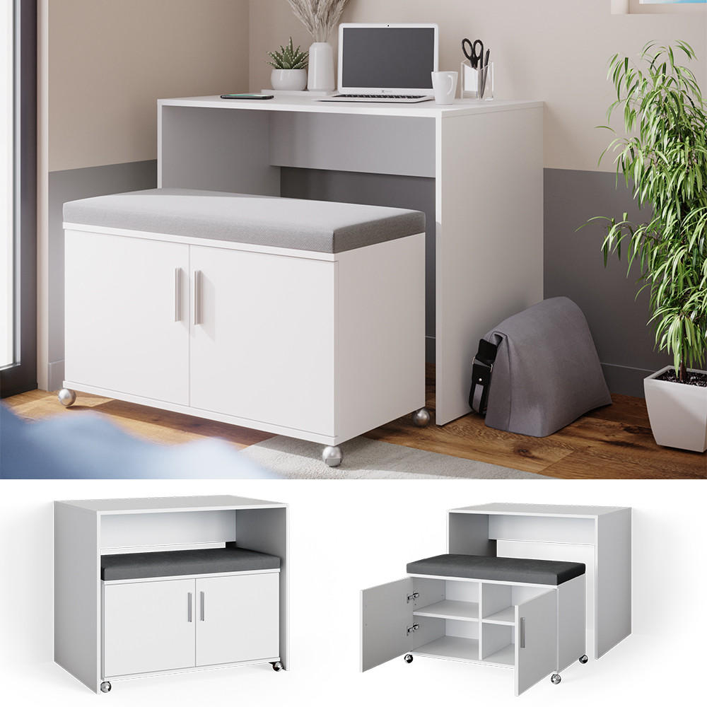 SCHREIBTISCH Flona Weiß 93.2 cm - Anthrazit/Weiß, Holzwerkstoff (60/93.2/76.2cm) - Vicco