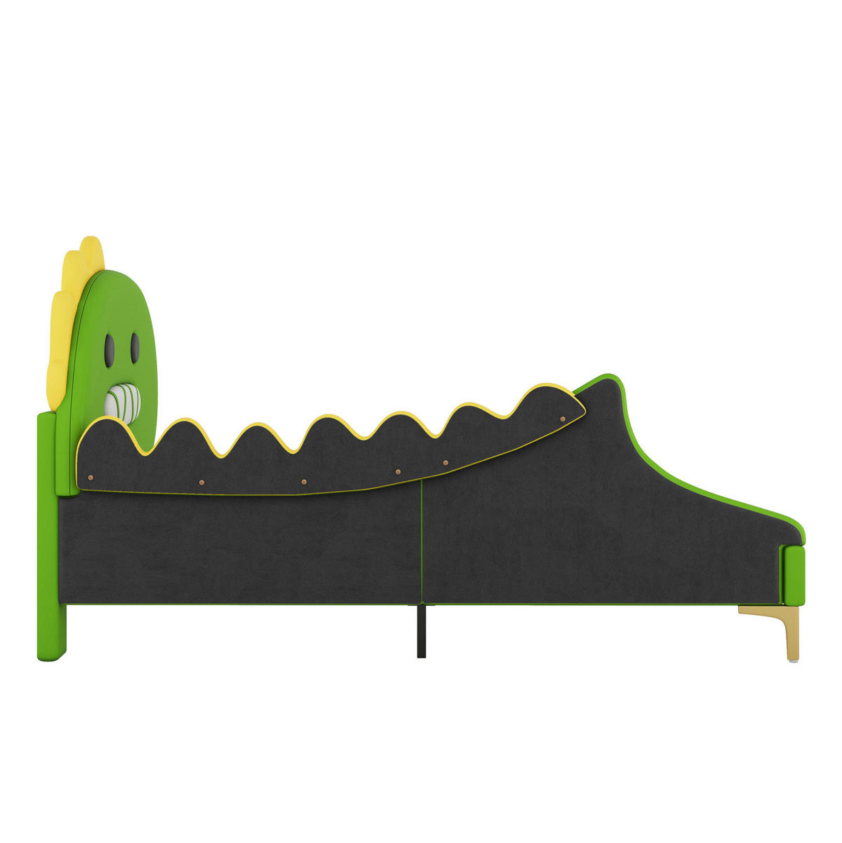 KINDERBETT 90/200 cm in Grün mit Dinosaurier-Kopfteil aus PU und MDF - Grün, Kunststoff (90/200cm) - BEAOK