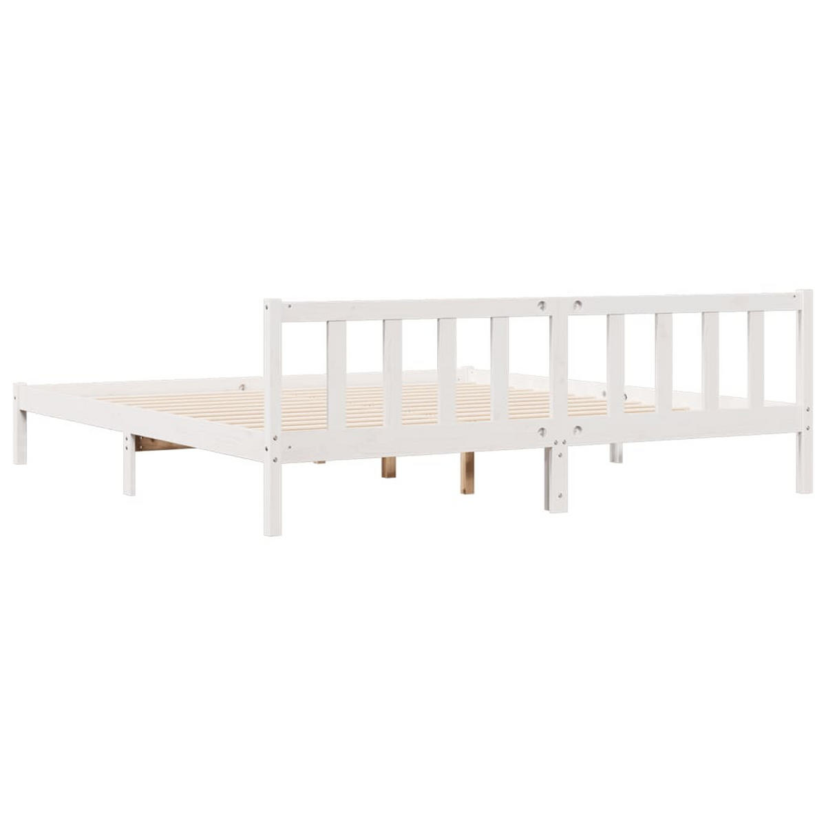 MASSIVHOLZBETT Extra Lang Ohne Matratze Weiss 200/220 Kieferholz - Weiß, Holz (90/200cm) - vidaXL