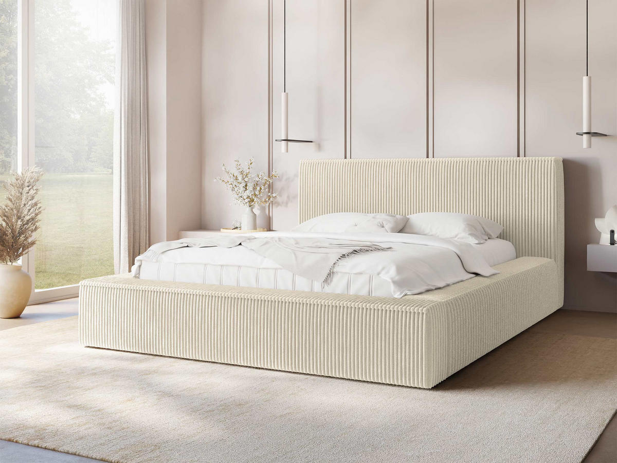 POLSTERBETT Glexi - Creme, Holz/Textil (140/200cm) - MIRJAN24