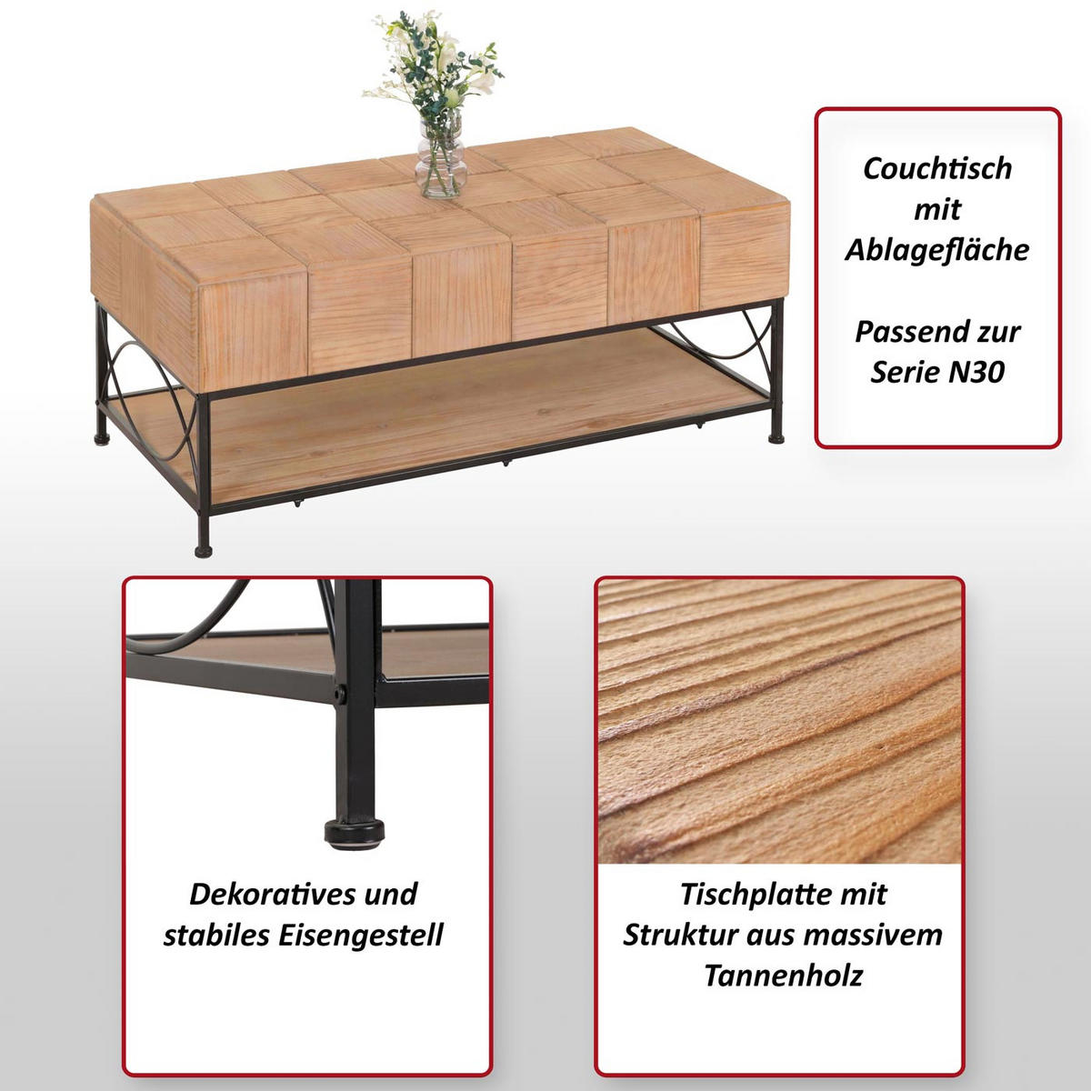 COUCHTISCH rechteckig Braun - Braun, Holz (61/120/51cm) - MCW