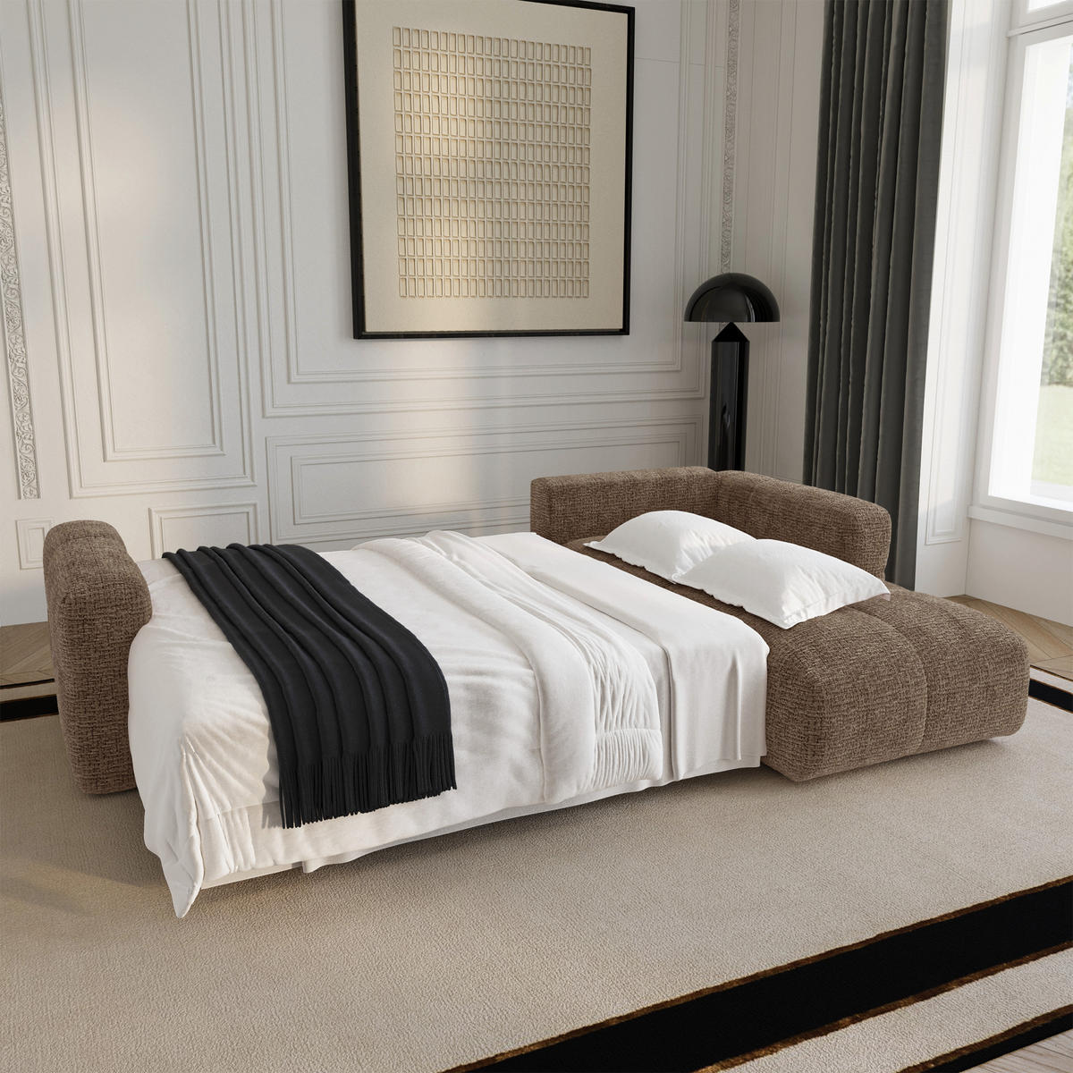 ECKSOFA rechtwinklig VIBE Kettgewebe mit weichem Griff Braun 286cm - Braun, Textil (286/169cm) - Premium Interiors
