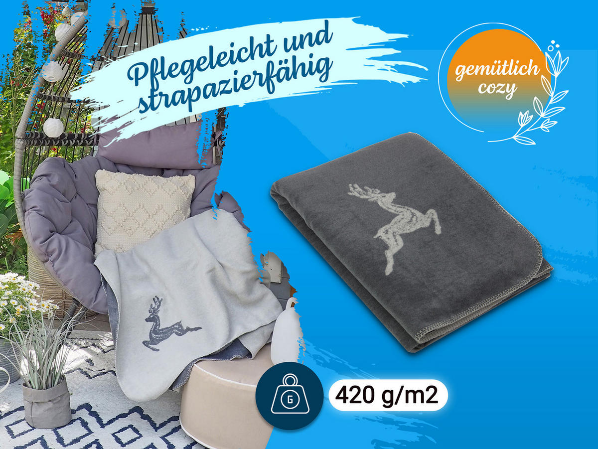 KUSCHELDECKE, 150x200 cm, 60% Baumwolle, 40% Polyacryl, Grau - Grau, Naturmaterialien (150/200cm) - Zollner