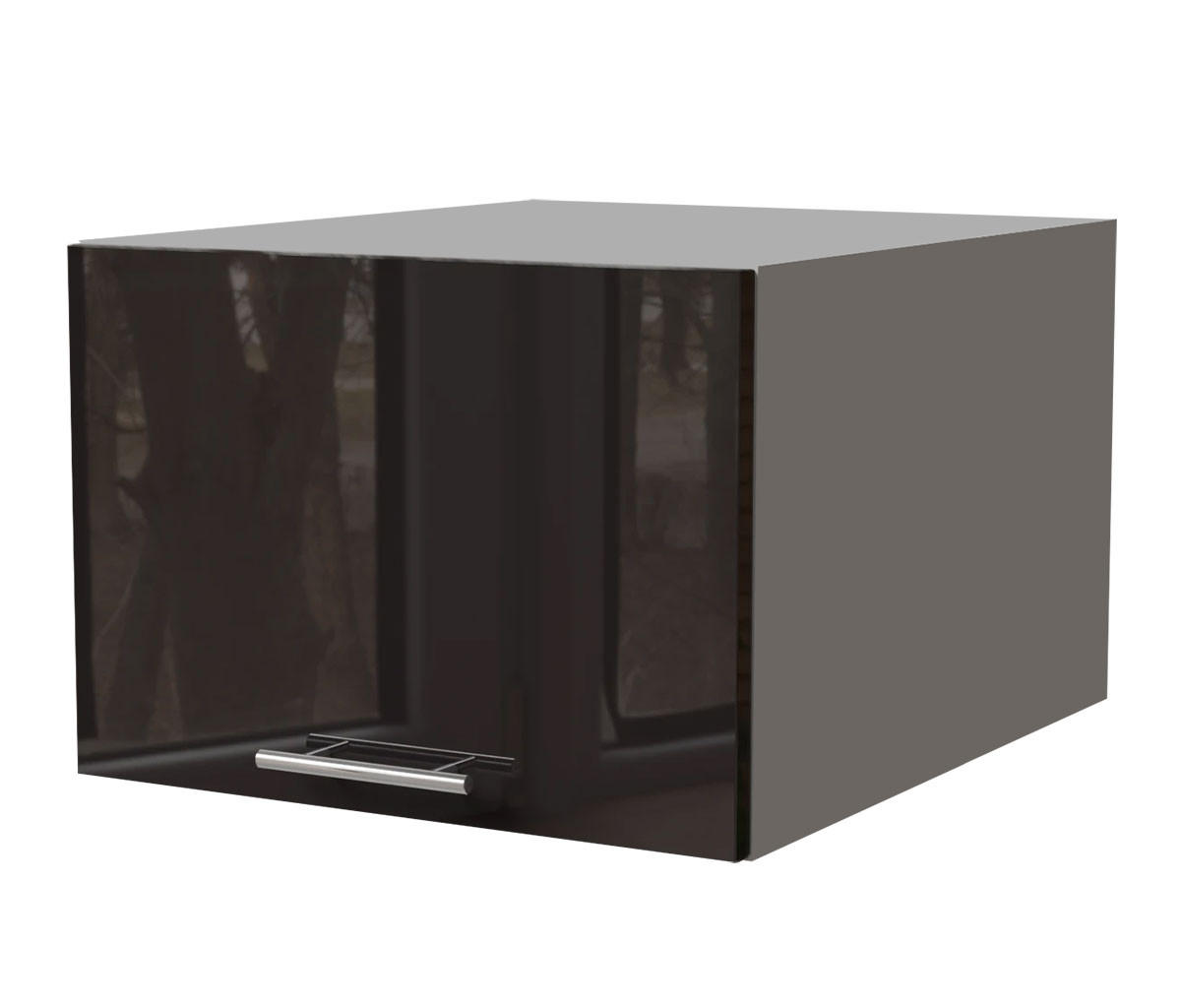 Feldmann-Wohnen Aufsatzschrank Schwarz Hochglanz, Grau 50x36x59 cm