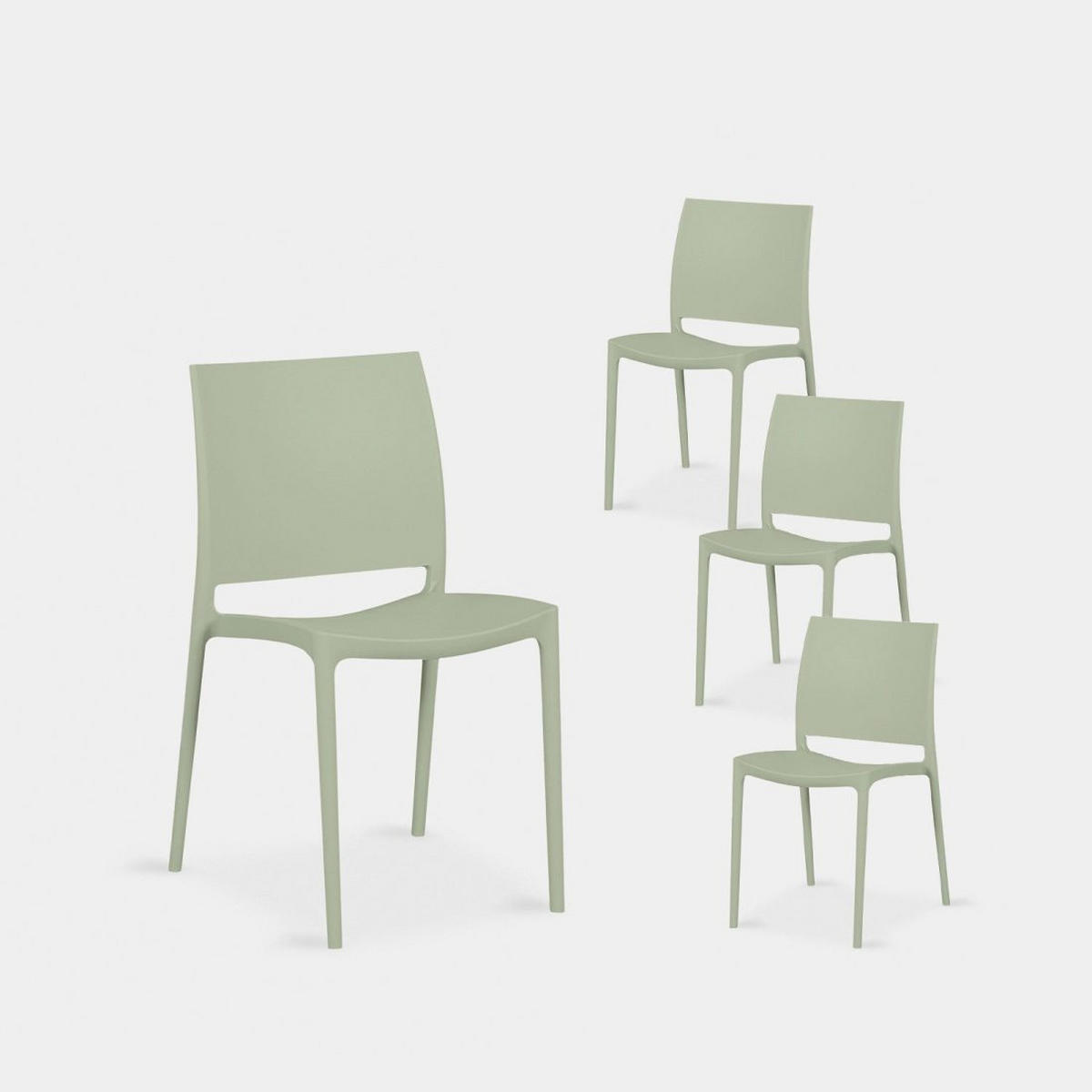 GARTENSTUHL Keir Grün 41 cm x 81 cm 4er-Set - Grün, Kunststoff (41/81/52cm) - Klast Home