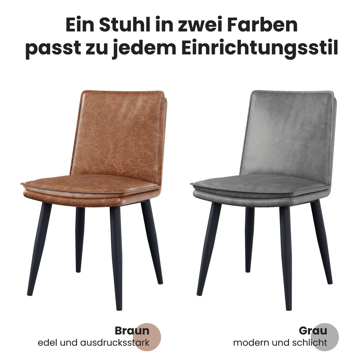 ESSZIMMERSTÜHLE 4er-Set mit PU-Bezug Metallbeine Braun - Braun, Metall (57/84/49.1cm) - Meubliv