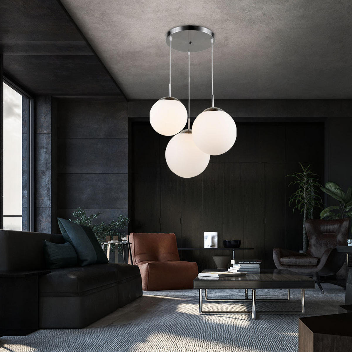 LED HÄNGELEUCHTE Joel Nickel Matt Weiß - Weiß, Glas (51.5/51.5/80cm) - Globo Lighting