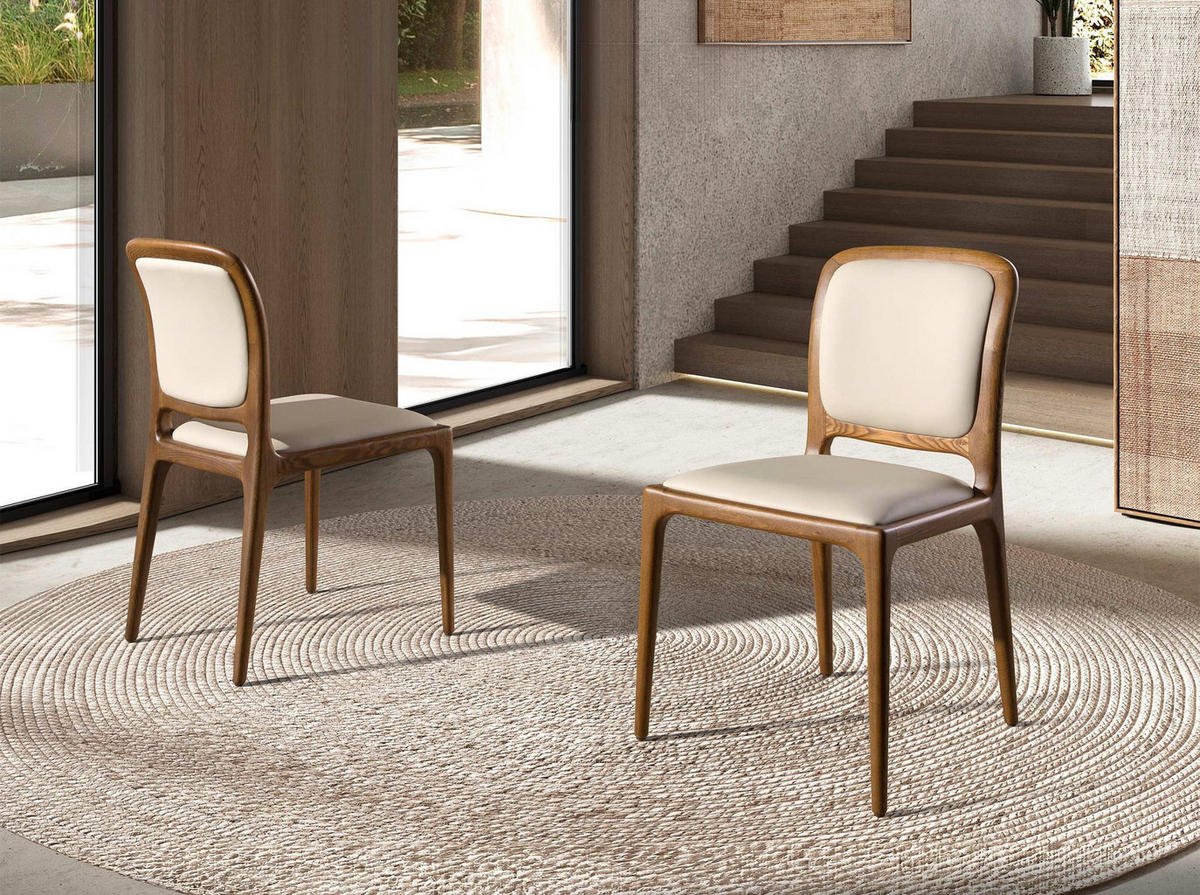 STUHL Cremefarbener Kunstlederstuhl 51/58/87 cm - Creme, Textil (51/87/58cm) - ANGEL CERDA