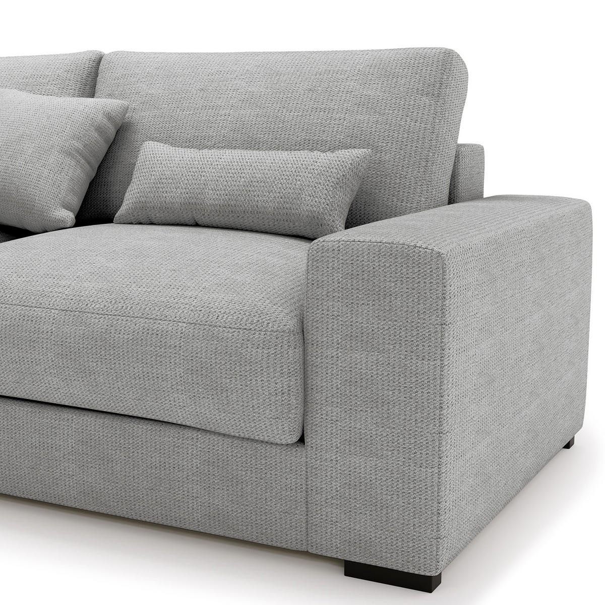 ECKSOFA mit Longchair - Silberfarben/Schwarz, Kunststoff/Textil (340/205cm) - home24