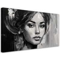 LEINWANDBILD Porträt Frau Schwarz-Weiß 120x60cm - Schwarz, Textil (120/60cm) - Feeby