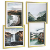 BILDER SET 4er Set - 50x50 cm & 40x60 cm Goldrahmen - Bergstrände Wolken Wasser - Goldfarben, Kunststoff (50/50cm) - TULUP