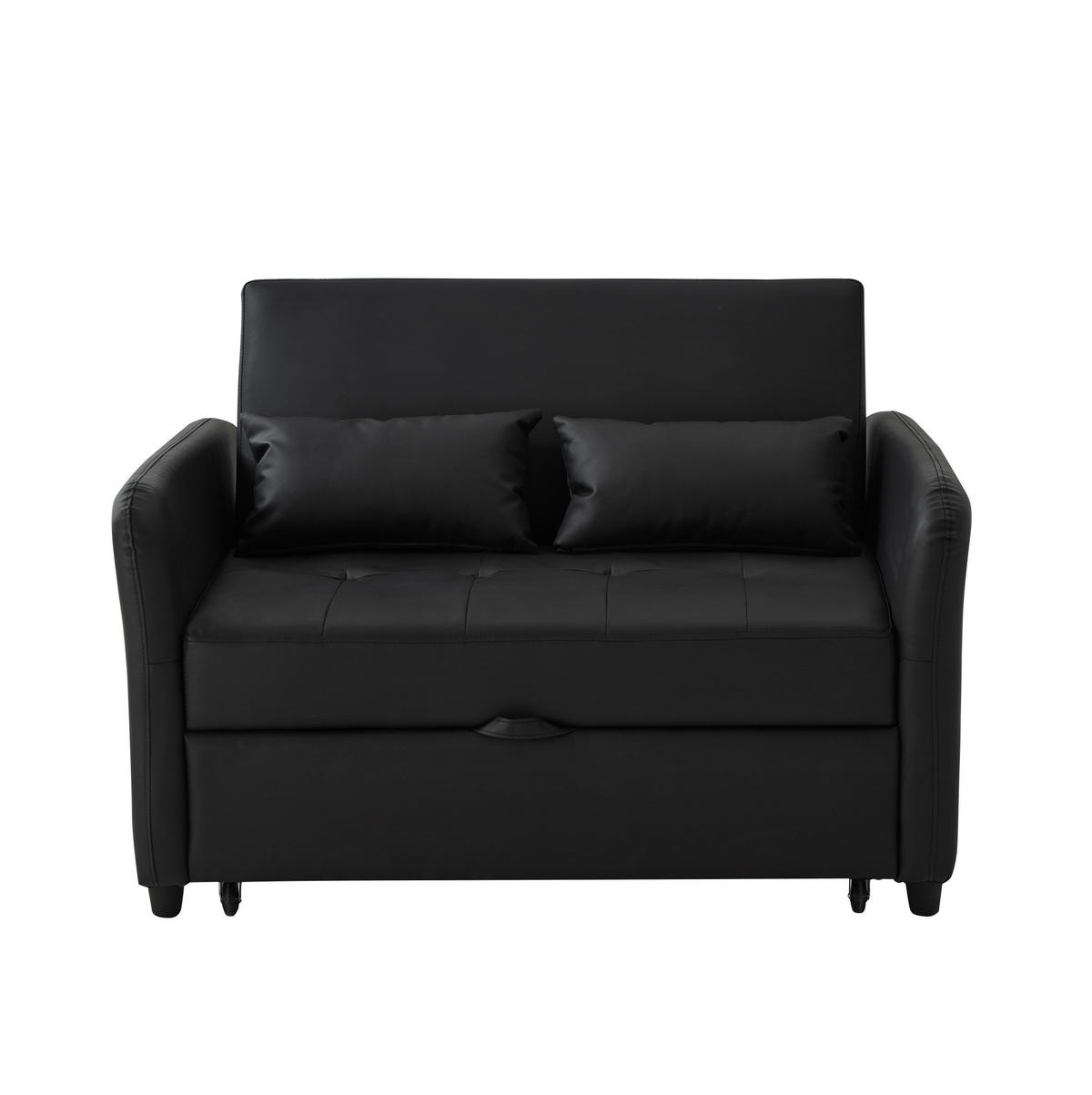 ROZKLÁDACÍ pohovka 156/100 cm antická černá z pěny a polyuretanu s polohovatelnou opěrkou - černá, plast (122/82/83cm) - OKWISH