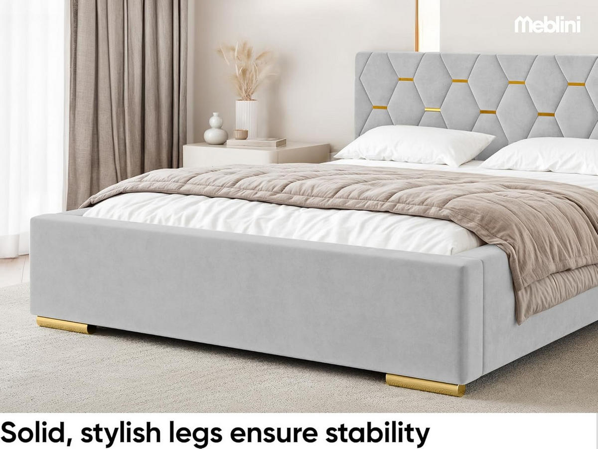 BETT VERSAL H3 - Goldfarben/Hellgrau, Holzwerkstoff (160/200cm) - Meblini