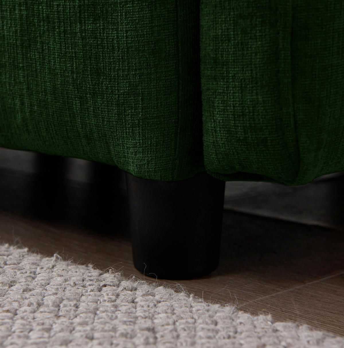 ECKSOFA 253/180/83 cm aus Chenille mit modularem Hocker Grün - Grün, Textil (154/267cm) - Modenvie