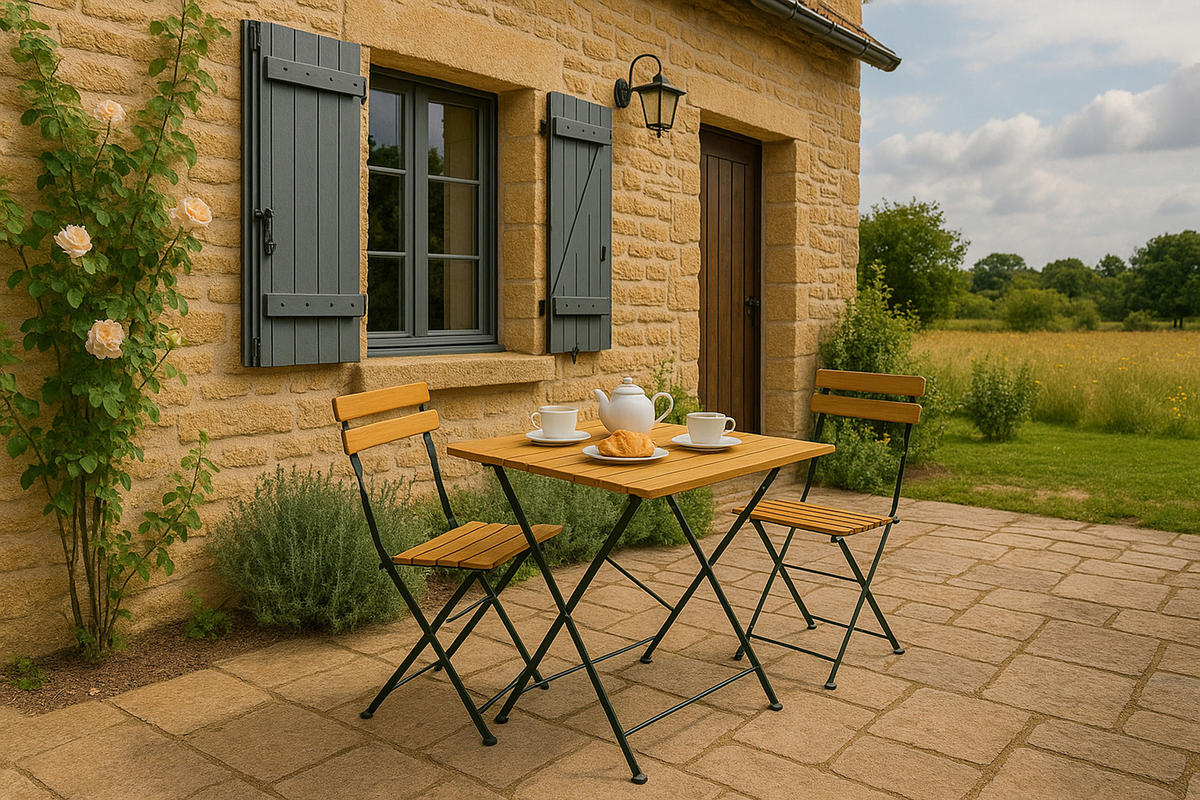 KLAPPTISCH Bad Belzig aus Robinienholz 70x110 cm, Stahlgestell Grün - Braun, Holz (70/110/72cm) - TPFGarden