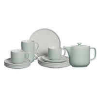 KAFFEESERVICE MIT KANNE Jasper mint 13er Set - Mintgrün, Keramik (1/1/1cm) - Ritzenhoff Breker