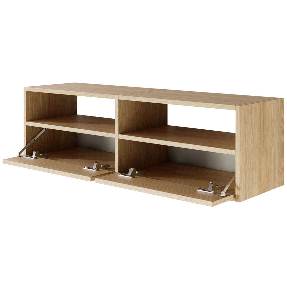 TV-LOWBOARD hängend, 2 Klappen und Ablagen, Eiche, 100 cm - Beige, Holzwerkstoff (100.6/30/30cm) - Selsey