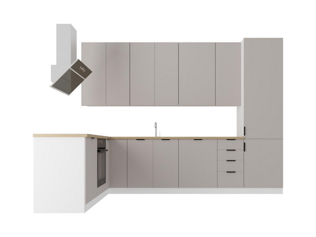 ECKKÜCHE 330 x 210 cm – Sorento K51-G330 – in Beige / Matt - Beige/Schwarz, Holz/Metall (330/247/58cm) - ROYAL24_MARKT