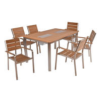 GARTENMÖBEL Set Frank 7-teilig Gartenmöbel-Set - Braun, Kunststoff - DELUKE