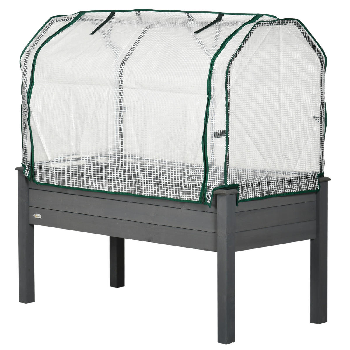 HOCHBEET DE-16039 mit PE-Abdeckung Natur - Dunkelgrau, Holzwerkstoff (121/117/55cm) - ComfortXL