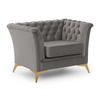 CHESTERFIELD-SESSEL Whitby Grau Samt mit goldenen Füßen - Goldfarben/Grau, Holz/Textil (116/78/82cm) - S-Style Möbel