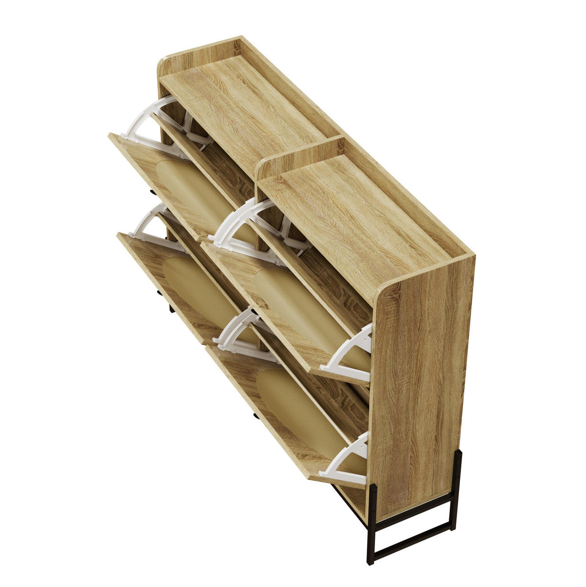 SCHUHSCHRANK 121(118)/91,5/25 cm Natur aus Spanplatte mit PE-Rattan - Naturfarben, Holzwerkstoff (118/91.5/25cm) - OKMYHOME
