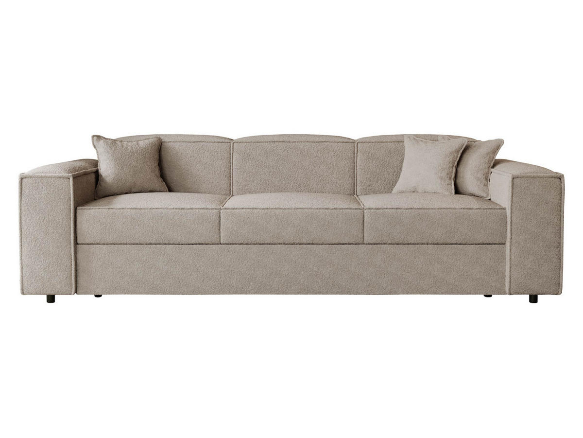 SCHLAFSOFA Santos Boucle - Beige/Schwarz, Holzwerkstoff/Kunststoff (252/79/88cm) - MIRJAN24