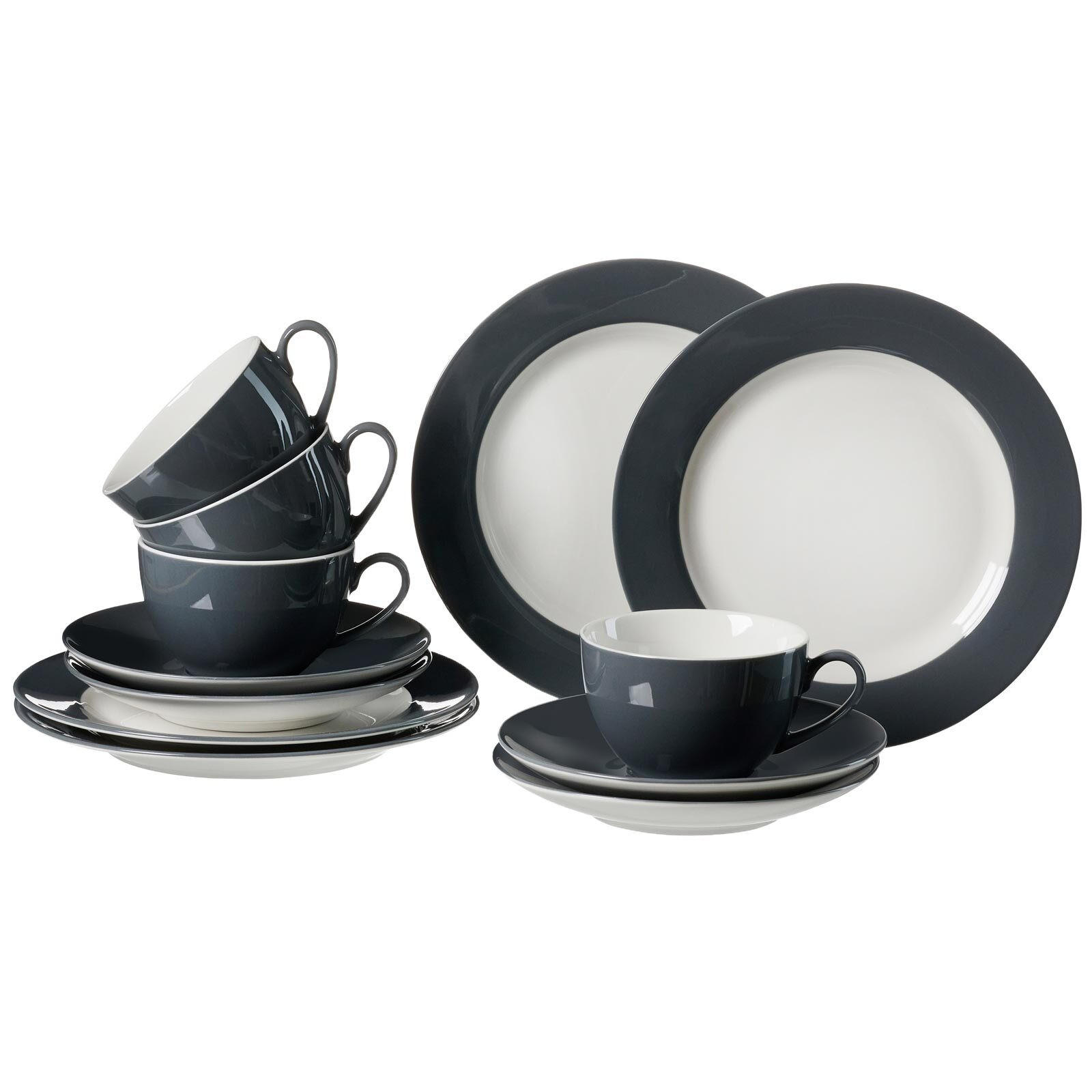 KAFFEESERVICE Doppio Anthrazit 12er Set - Anthrazit, Keramik (1/1/1cm) - Ritzenhoff Breker