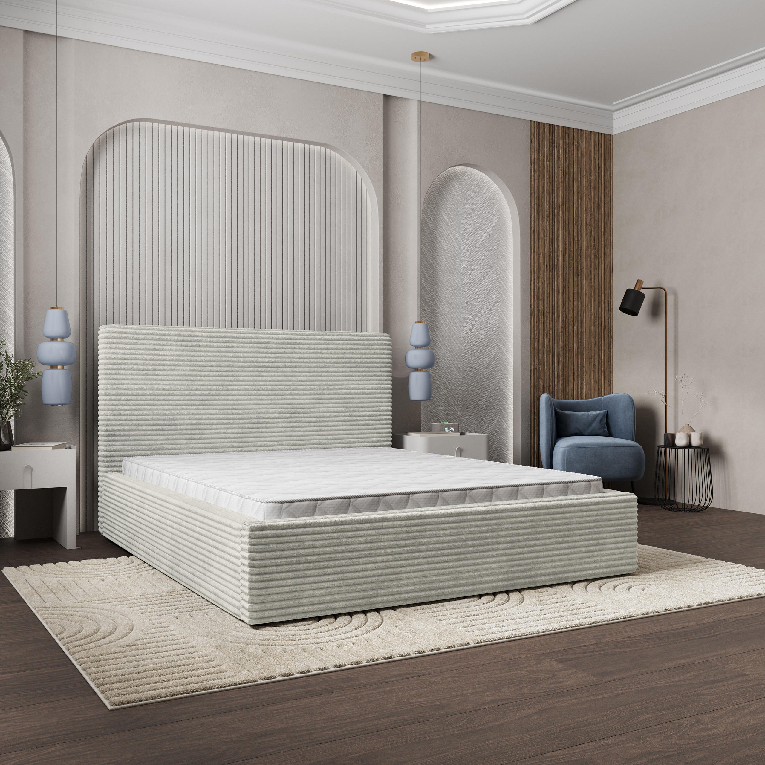 POLSTERBETT MIRETTI 160x200 cm mit Bettkästen - Hellgrau - Hellgrau, Holz (160/200cm) - MASSENO