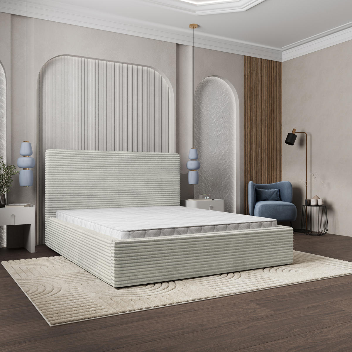 POLSTERBETT MIRETTI 160x200 cm mit Bettkästen - Hellgrau - Hellgrau, Holz (160/200cm) - MASSENO