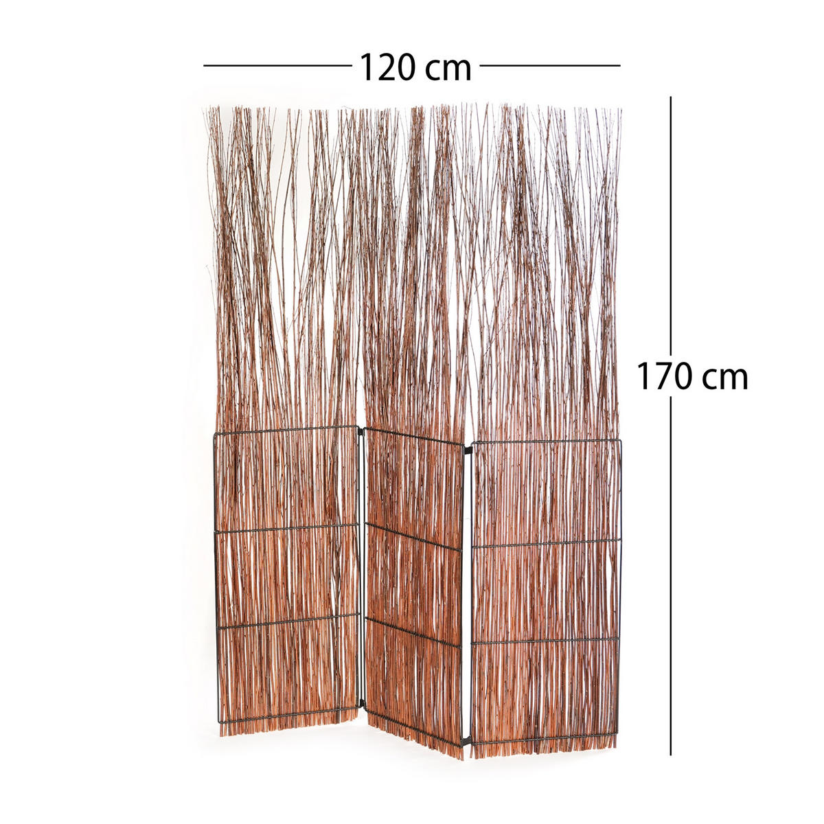 RAUMTEILER Nature Weidenholz mit Rinde naturfarben - Braun, Naturmaterialien (120/160/3cm) - DESIGN DELIGHTS