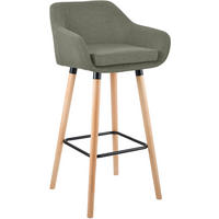 BARHOCKER Stoff Hellgrau - Eukalyptusholzfarben/Hellgrau, Holz/Textil (55/99/46cm) - CLP