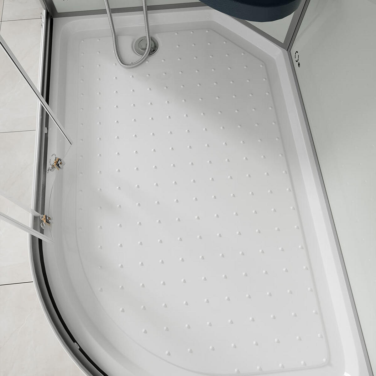 DUSCHKABINE WHITE PEARL - Weiß, Rechts - Weiß, Glas (80cm) - Home Deluxe