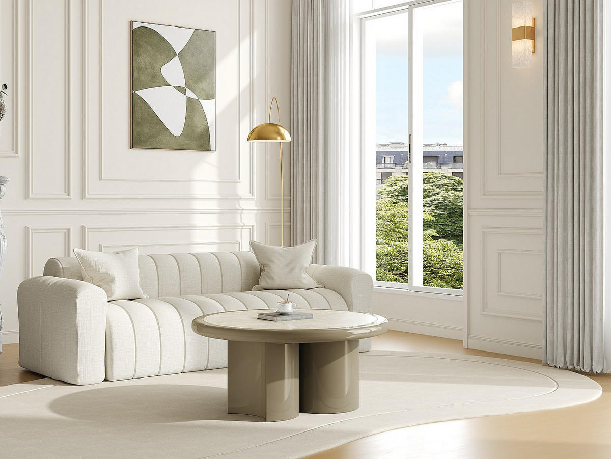 COUCHTISCH - 90 cm x 90 cm - marmor - taupe, beige Dirama - Taupe/Beige, Stein (90/90/40cm) - Vente-Unique