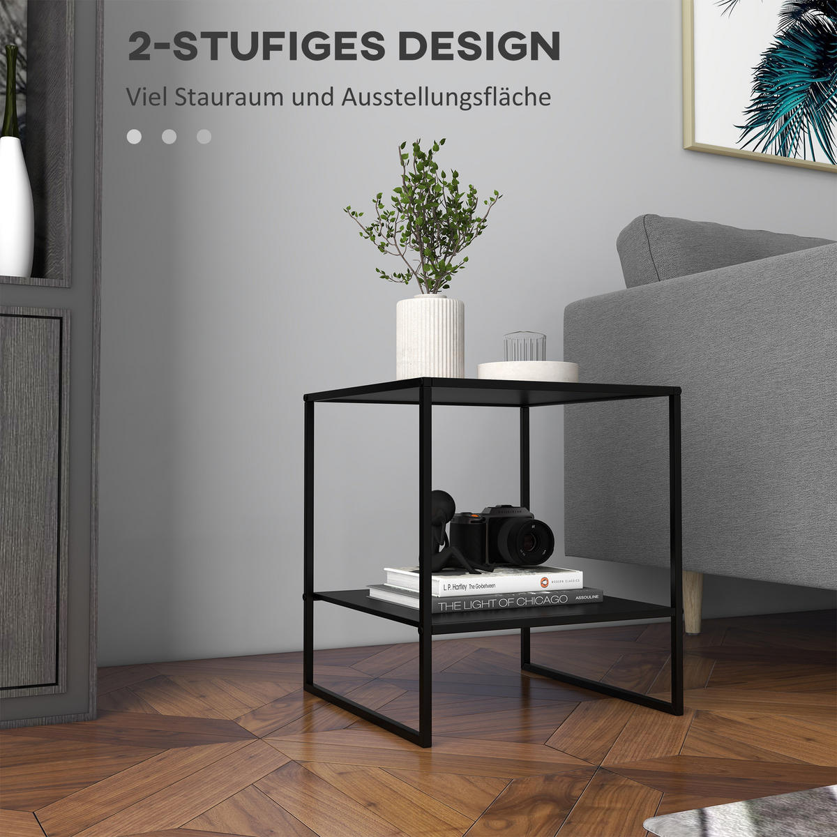 BEISTELLTISCH, Stahl, Schwarz - Schwarz, Metall (40/40/45cm) - HOMCOM