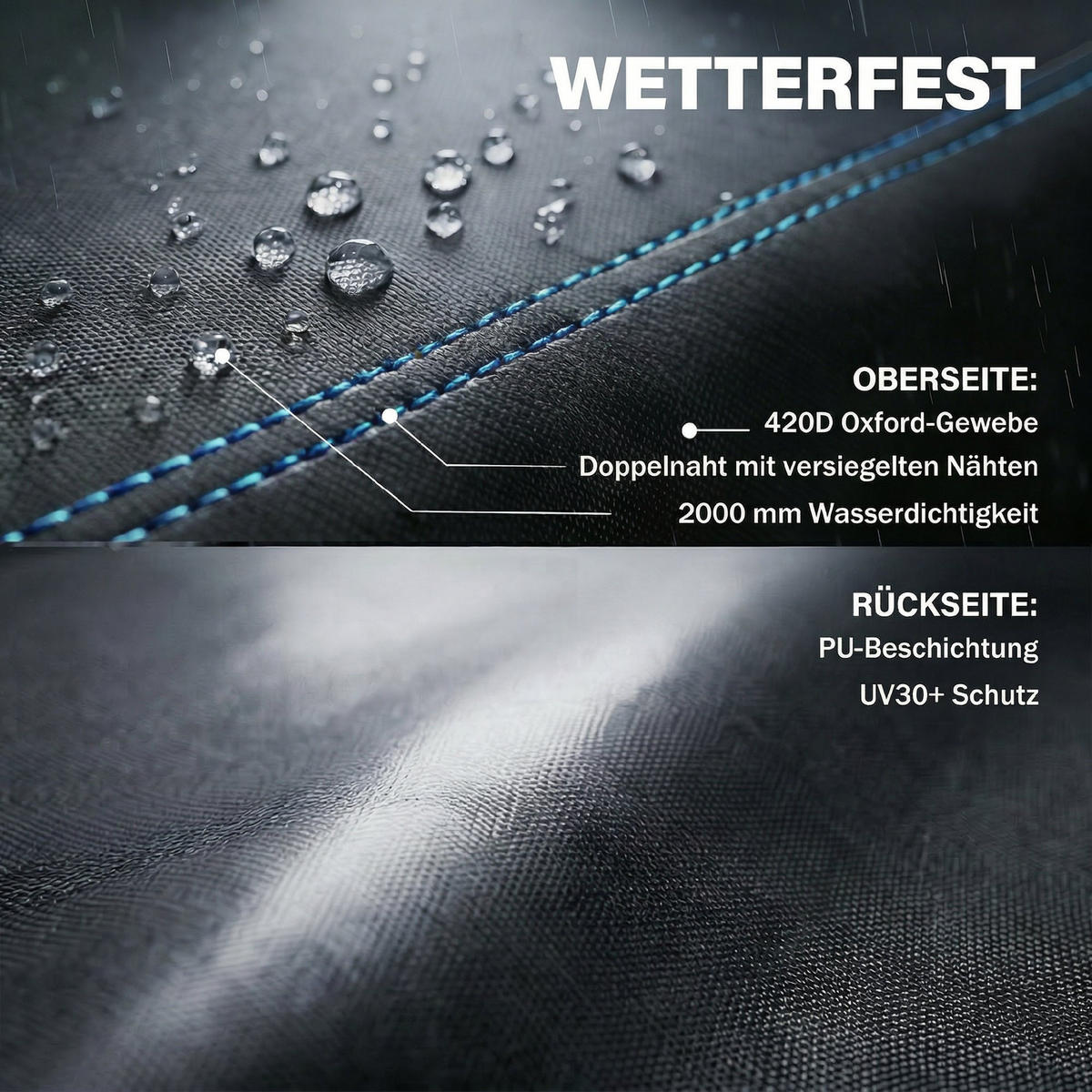 GARTENMÖBEL-ABDECKUNG 420D-Oxford-Gewebe Schwarz - Schwarz, Textil (120/74/180cm) - Outsunny