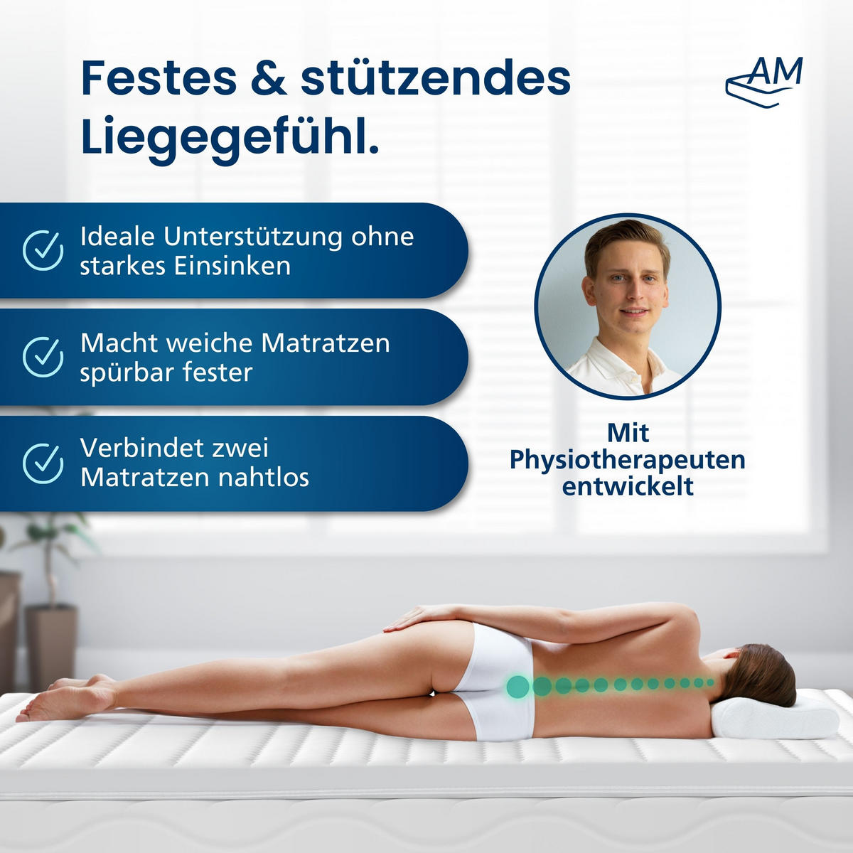 BASIC TOPPER fest 180/210 cm - 6cm Höhe & Toledo Bezug - Weiß, Textil (180/210cm) - AM Qualitätsmatratzen