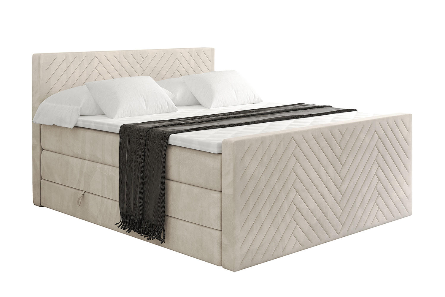 BOXSPRINGBETT mit Matratze und Lattenrost - VEXA-Z KING-160x200 - Beige Casablanca - Beige, Holzwerkstoff (160/200cm) - ALTDECOR