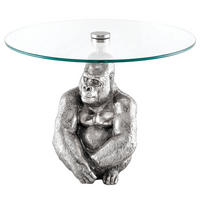 COUCHTISCH KONG Sicherheitsglas rund Transparent 60cm - Transparent/Silberfarben, Glas/Metall (60/60/43cm) - riess-ambiente