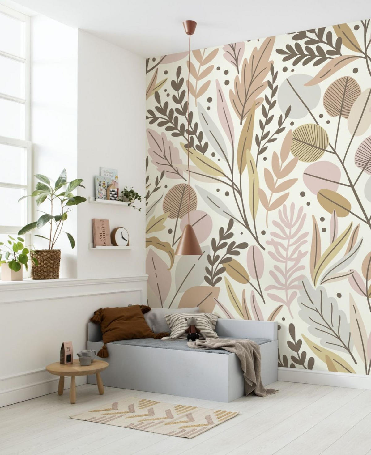 FOTOTAPETE Blätter und Blumen 200 x 280 cm - Pink, Papier (200/280cm) - Sanders & Sanders
